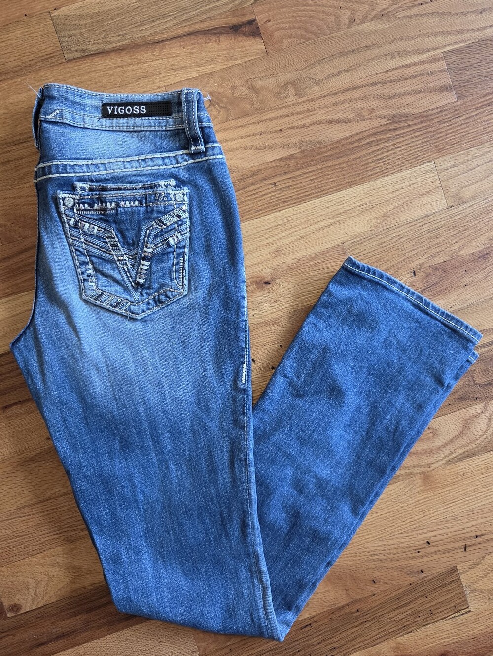 Vigoss Women's 8 Dublin Low Rise Slim Bootcut Rhinestones Y2k Western